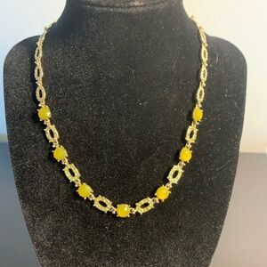 Gold-Tone Necklace with Green Stones